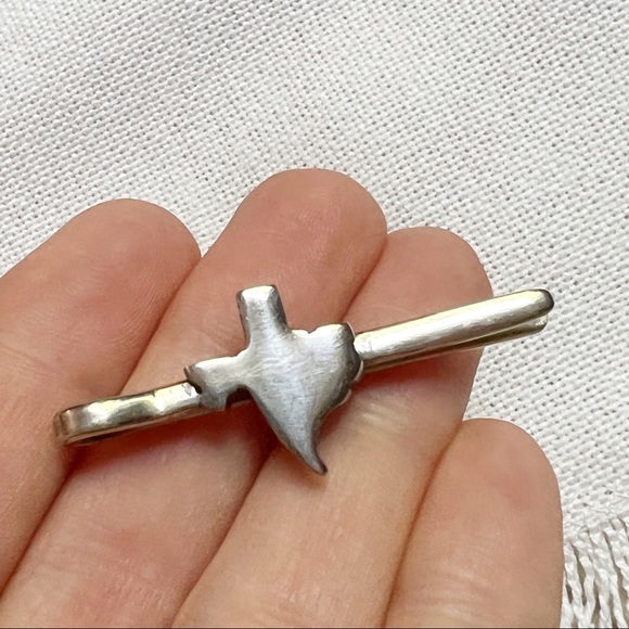 None Other - Handmade TEXAS Silver Metal Modern Tie Bar Clip Lonestar State